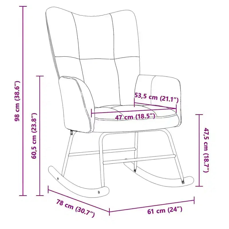 vidaXL Fauteuil à bascule Fauteuil d'appoint rembourré pour salon Velours - Gris foncé Sans repose-pieds