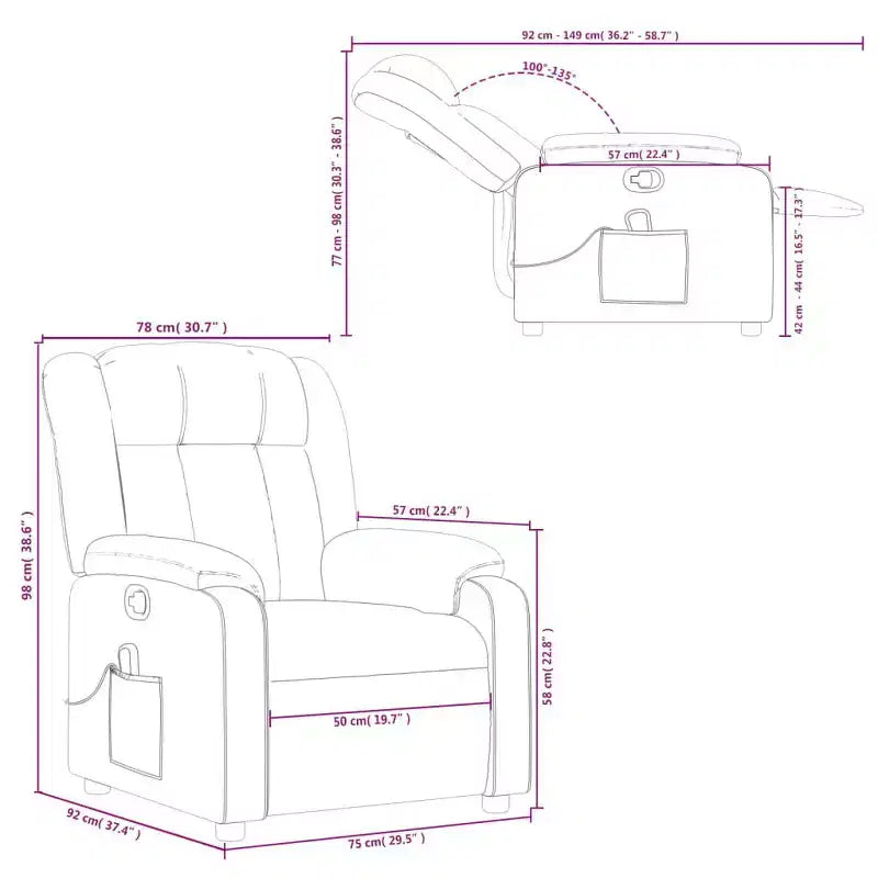 vidaXL Fauteuil de massage inclinable Tissu noir