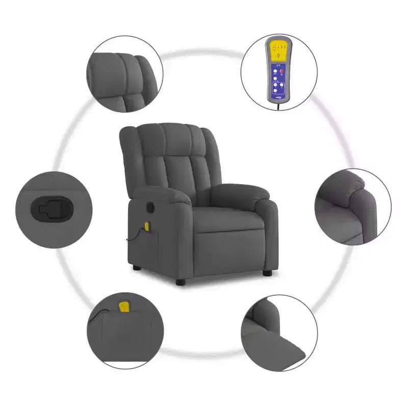 vidaXL Fauteuil de massage inclinable Tissu noir