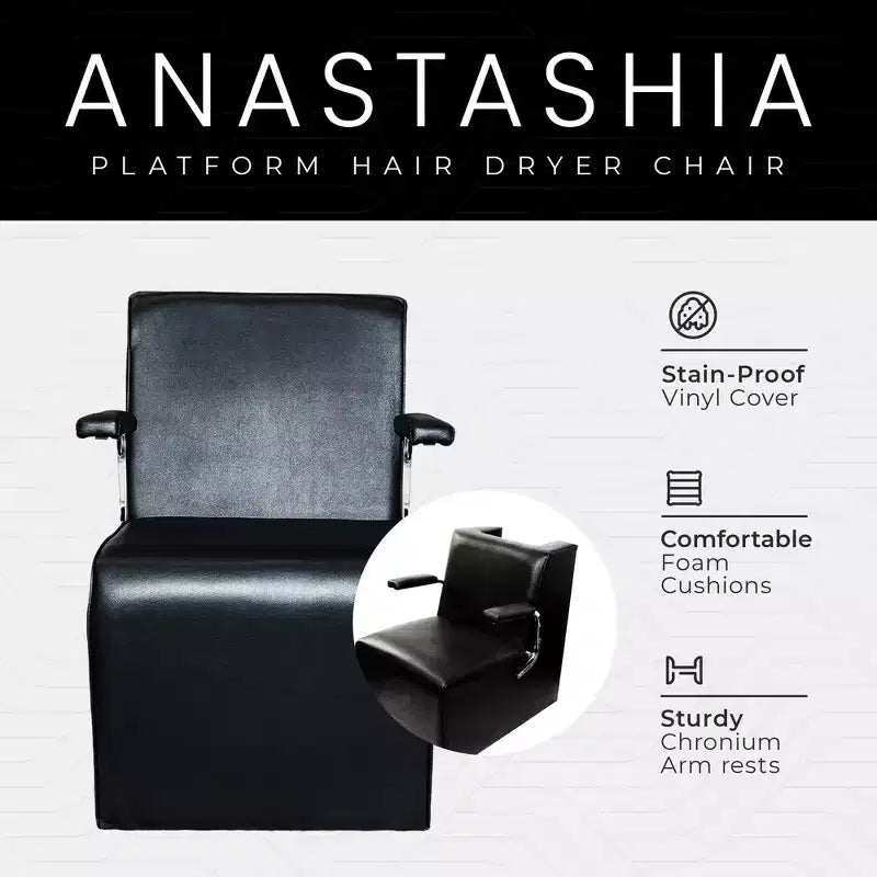 Chaise de coiffeur professionnelle PureSana 3 Pack Chromium Anastasia Vinyl