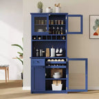 Meuble de rangement haut de cuisine de 190,5 cm avec portes vitrées, buffet autoportant pour cuisine, salle à manger ou salon - Panipeachy