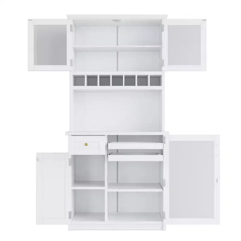 Meuble de rangement haut de cuisine de 190,5 cm avec portes vitrées, buffet autoportant pour cuisine, salle à manger ou salon - Panipeachy