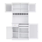 Meuble de rangement haut de cuisine de 190,5 cm avec portes vitrées, buffet autoportant pour cuisine, salle à manger ou salon - Panipeachy