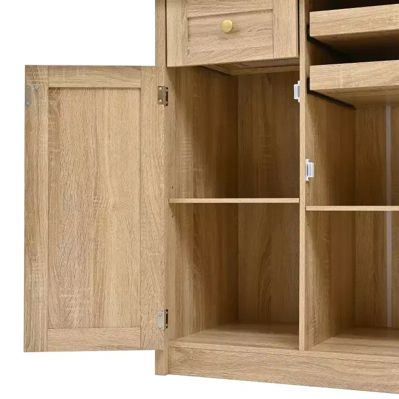 Meuble de rangement haut de cuisine de 190,5 cm avec portes vitrées, buffet autoportant pour cuisine, salle à manger ou salon - Panipeachy