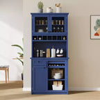 Meuble de rangement haut de cuisine de 190,5 cm avec portes vitrées, buffet autoportant pour cuisine, salle à manger ou salon - Panipeachy