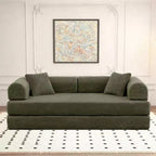Plateforme de canapé-lit convertible, avec oreiller cylindrique et matelas pliant en velours côtelé, convient pour le salon, la chambre, le boudoir et le studio