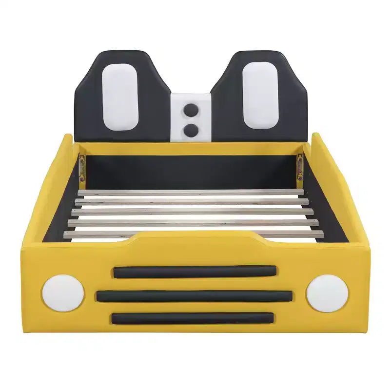Lit plateforme en forme de voiture de course double taille Luxystar avec garde-corps pour chambre d'enfant