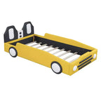 Lit plateforme en forme de voiture de course double taille Luxystar avec garde-corps pour chambre d'enfant