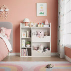 Organisateur de jouets à 3 niveaux pour enfants, étagère double face à 5 compartiments, étagère à livres et à jouets pour chambre d'enfant, salon et maternelle