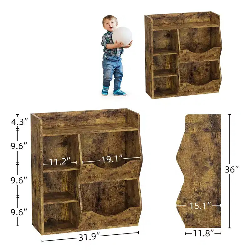 Organisateur de jouets à 3 niveaux pour enfants, étagère double face à 5 compartiments, étagère à livres et à jouets pour chambre d'enfant, salon et maternelle