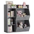 Kids 3-Tier Toy Storage Organizer Kids Bookshelf Double Sided Tray- 5 Compartment Bookshelf and Toy Shelf for Bedroom, Living Room, and Kindergarten