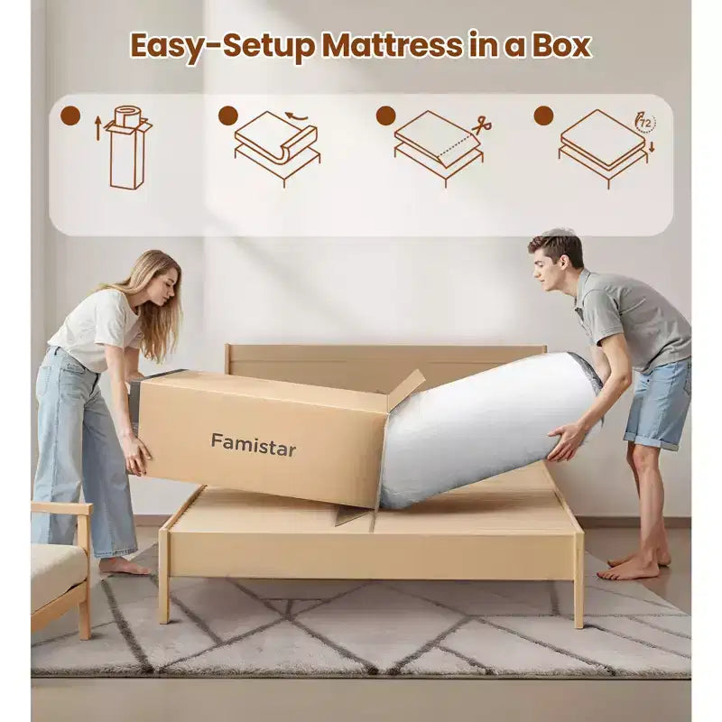 Matelas en mousse à mémoire de forme compressé, 35,5 cm, taille King, pour un sommeil frais et un soulagement de la pression, fermeté moyenne