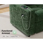 Canapé-lit modulaire 5 places Dyonery, en L, avec fonction relaxation, rangement, ports USB et tissu chenille, pour petits espaces