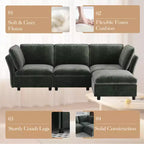 Canapé, chaise modulaire d'angle avec pouf sans accoudoirs Velours Coussins décoratifs à assise profonde