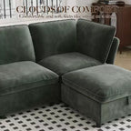 Canapé, chaise modulaire d'angle avec pouf sans accoudoirs Velours Coussins décoratifs à assise profonde
