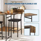 Ensemble table à manger Acekool extensible pour 2 personnes avec étagères de rangement et porte-bouteilles, table de bar et chaises 3 pièces compactes