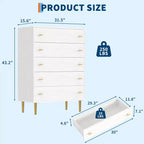 Commode à 5 tiroirs pour chambre à coucher, commode de 109 cm de haut avec poignées de bar, organisateur de commode de rangement, commode étroite de table de chevet pour chambre à coucher