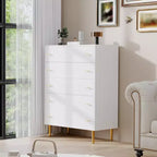 Commode à 5 tiroirs pour chambre à coucher, commode de 109 cm de haut avec poignées de bar, organisateur de commode de rangement, commode étroite de table de chevet pour chambre à coucher