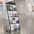Présentoir de Brochures VEVOR, Support de Présentation de Magazines et Documents à 4 Niveaux avec Roues, Présentoir de Magazines Mobile sur Pied, Noir
