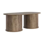 Table basse oblongue cannelée Galano avec base ronde 39,2 L 19,5 P 14,9 H