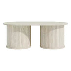 Table basse oblongue cannelée Galano avec base ronde 39,2 L 19,5 P 14,9 H