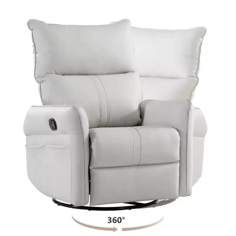 Fauteuil inclinable à bascule avec poches latérales, rotation à 360°, canapé inclinable, fauteuil pivotant de lecture pour salon, salle de cinéma, chambre, gris clair