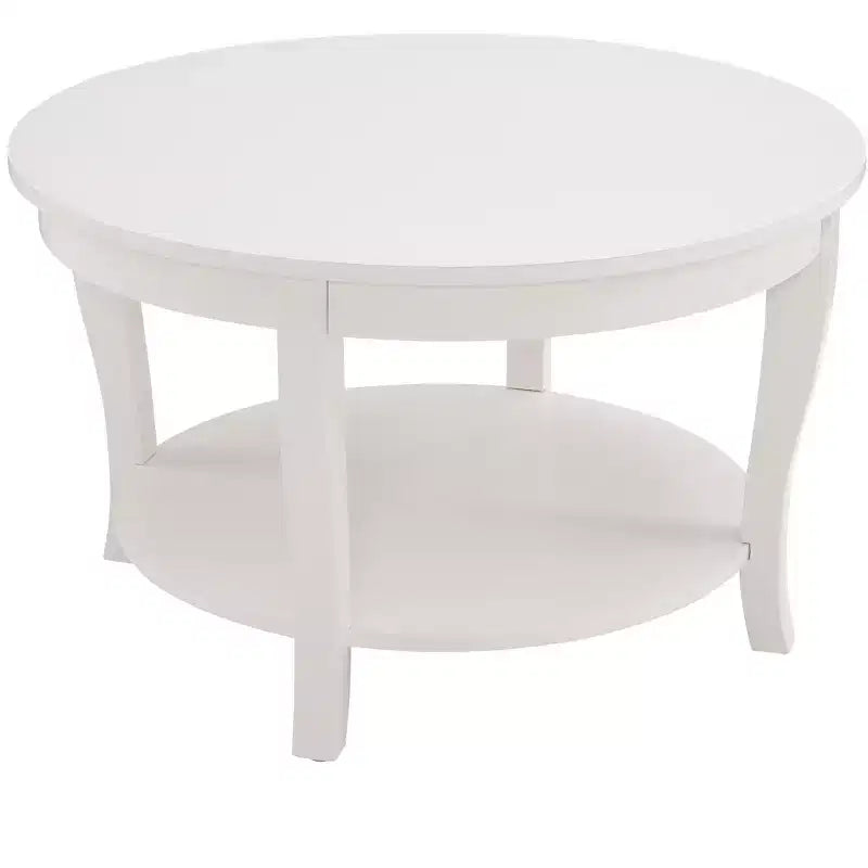 TUYOHW Table basse orientale élégante, Table basse à 2 niveaux pour salon, Table d'appoint ronde avec étagère ouverte, Table basse de rangement pour la décoration intérieure