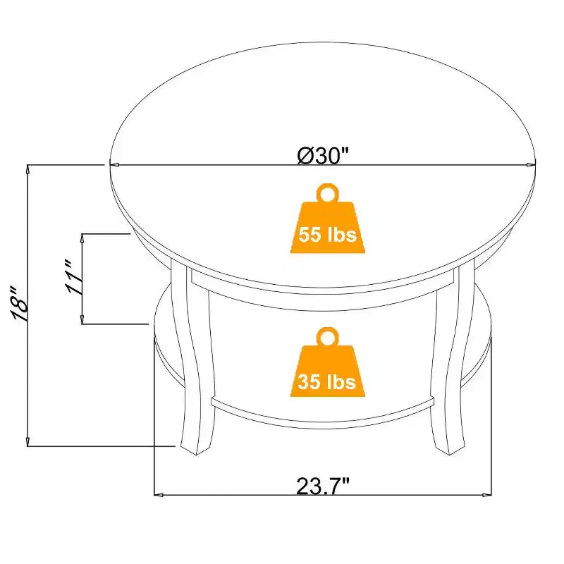 TUYOHW Table basse orientale élégante, Table basse à 2 niveaux pour salon, Table d'appoint ronde avec étagère ouverte, Table basse de rangement pour la décoration intérieure
