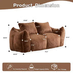 Pouf géant Okak avec 2 oreillers, pouf avec mousse à mémoire de forme pour 2, chaise longue de sol pour le salon