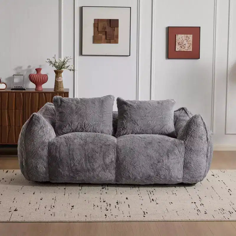 Pouf géant Okak avec 2 oreillers, pouf avec mousse à mémoire de forme pour 2, chaise longue de sol pour le salon