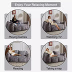 Pouf géant Okak avec 2 oreillers, pouf avec mousse à mémoire de forme pour 2, chaise longue de sol pour le salon
