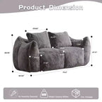 Pouf géant Okak avec 2 oreillers, pouf avec mousse à mémoire de forme pour 2, chaise longue de sol pour le salon