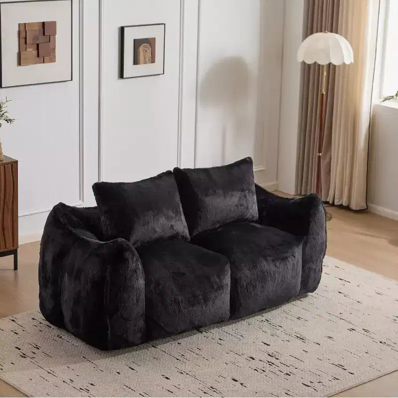 Pouf géant Okak avec 2 oreillers, pouf avec mousse à mémoire de forme pour 2, chaise longue de sol pour le salon