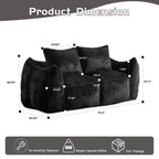 Pouf géant Okak avec 2 oreillers, pouf avec mousse à mémoire de forme pour 2, chaise longue de sol pour le salon