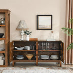 Bahut-buffet de style moderne du milieu du siècle avec rangement, armoire de rangement avec 4 portes et étagères réglables