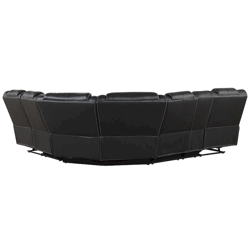 Ensemble de meubles de salon en similicuir moderne inclinable manuellement avec console centrale avec bande lumineuse LED, canapé symétrique en PU