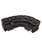 Ensemble de meubles de salon en similicuir moderne inclinable manuellement avec console centrale avec bande lumineuse LED, canapé symétrique en PU