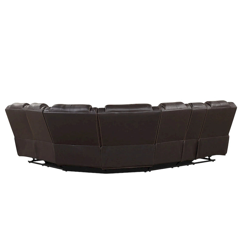 Ensemble de meubles de salon en similicuir moderne inclinable manuellement avec console centrale avec bande lumineuse LED, canapé symétrique en PU