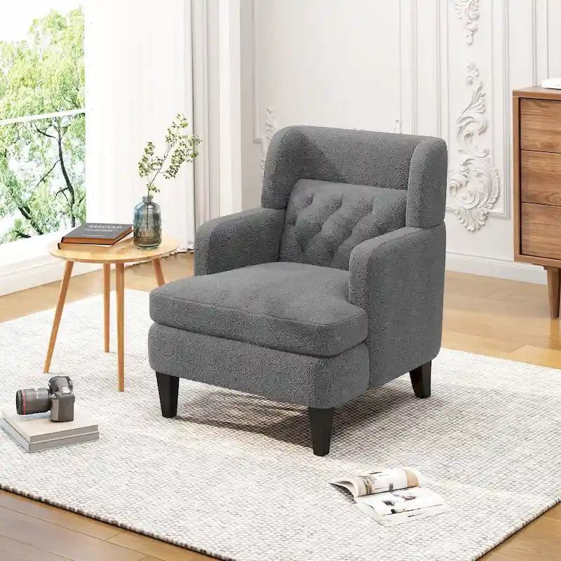 Fauteuil d'appoint en tissu moderne avec dossier rembourré