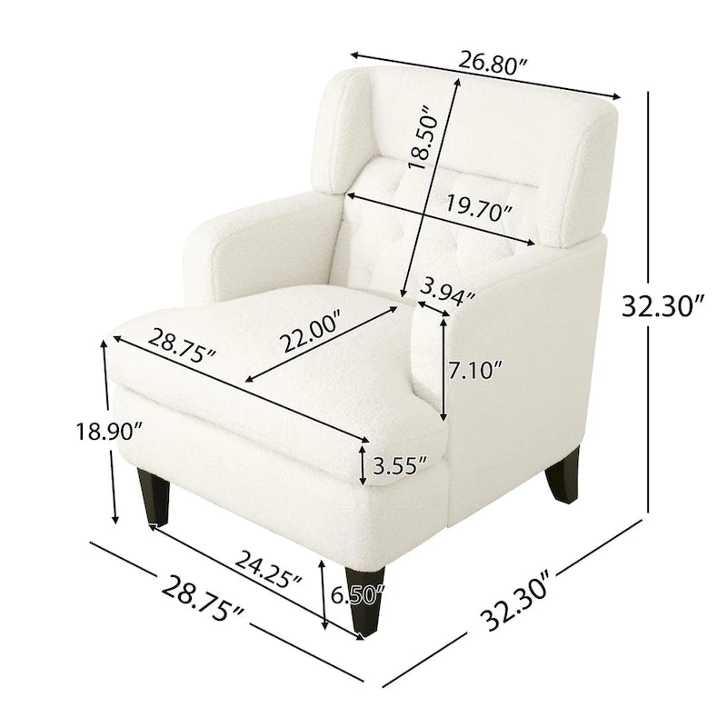 Fauteuil d'appoint en tissu moderne avec dossier rembourré