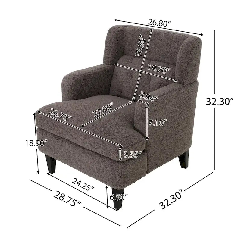 Fauteuil d'appoint en tissu moderne avec dossier rembourré