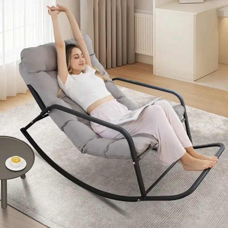 Fauteuil à bascule d'intérieur "Royal" surdimensionné, 204 kg avec coussins résistants à l'eau