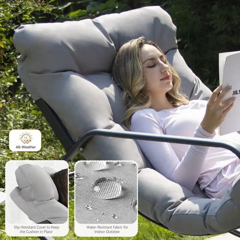 Fauteuil à bascule d'intérieur "Royal" surdimensionné, 204 kg avec coussins résistants à l'eau
