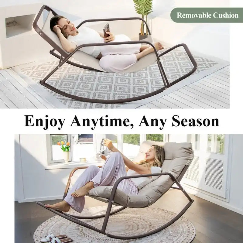 Fauteuil à bascule d'intérieur "Royal" surdimensionné, 204 kg avec coussins résistants à l'eau