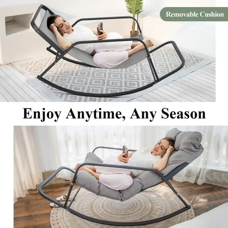 Fauteuil à bascule d'intérieur "Royal" surdimensionné, 204 kg avec coussins résistants à l'eau