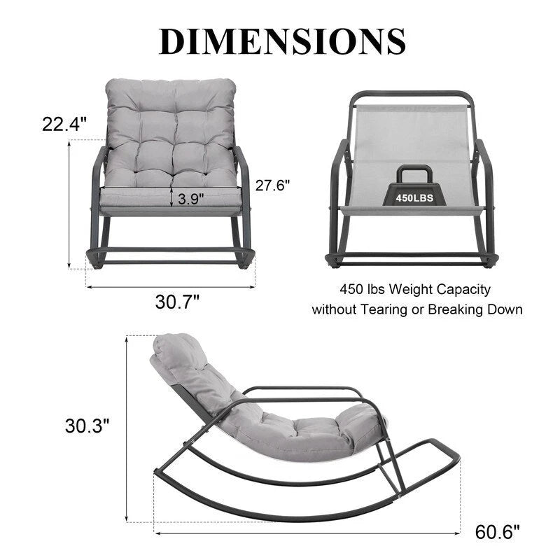 Fauteuil à bascule d'intérieur "Royal" surdimensionné, 204 kg avec coussins résistants à l'eau