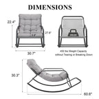 Fauteuil à bascule d'intérieur "Royal" surdimensionné, 204 kg avec coussins résistants à l'eau