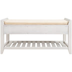 Étagère à chaussures en bois massif de 99 cm avec siège rembourré et tiroirs, banc de rangement multifonctionnel pour entrée, ottoman pour salon, couloir