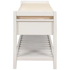Étagère à chaussures en bois massif de 99 cm avec siège rembourré et tiroirs, banc de rangement multifonctionnel pour entrée, ottoman pour salon, couloir