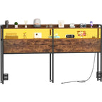 Tête de lit avec tiroirs de rangement et lumière LED, Tête de lit avec prises, ports USB